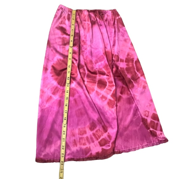 Sold// Ultra Sexy Vintage Pink Tie Dyed Half Slip, High Slit, Lace Trim, 20”-27” - Picture 5 of 6